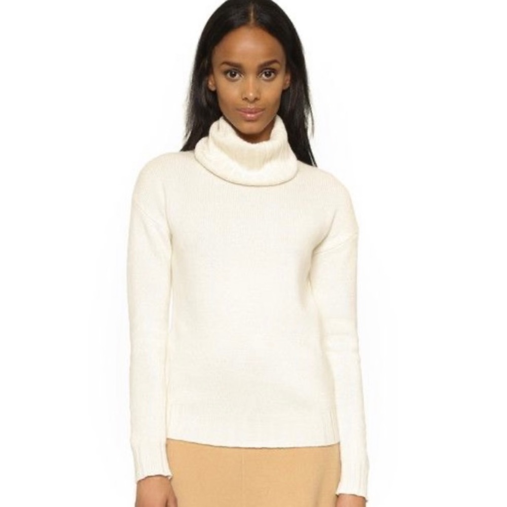 Creamy Ivory Turtleneck Sweater Classic Knit Pullover Oversized‎ Warm